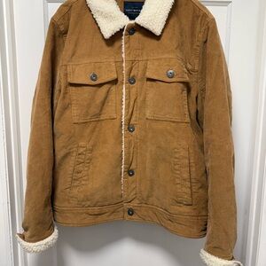 Lucky Brand Brown Corduroy Jacket with Cream Sherpa Collar XL